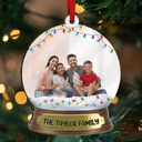 Christmas,Custom Photo,Family,Happy - Custom Photo Family And Friend Snow Globe - Personalized Custom Shaped Mirror Ornament