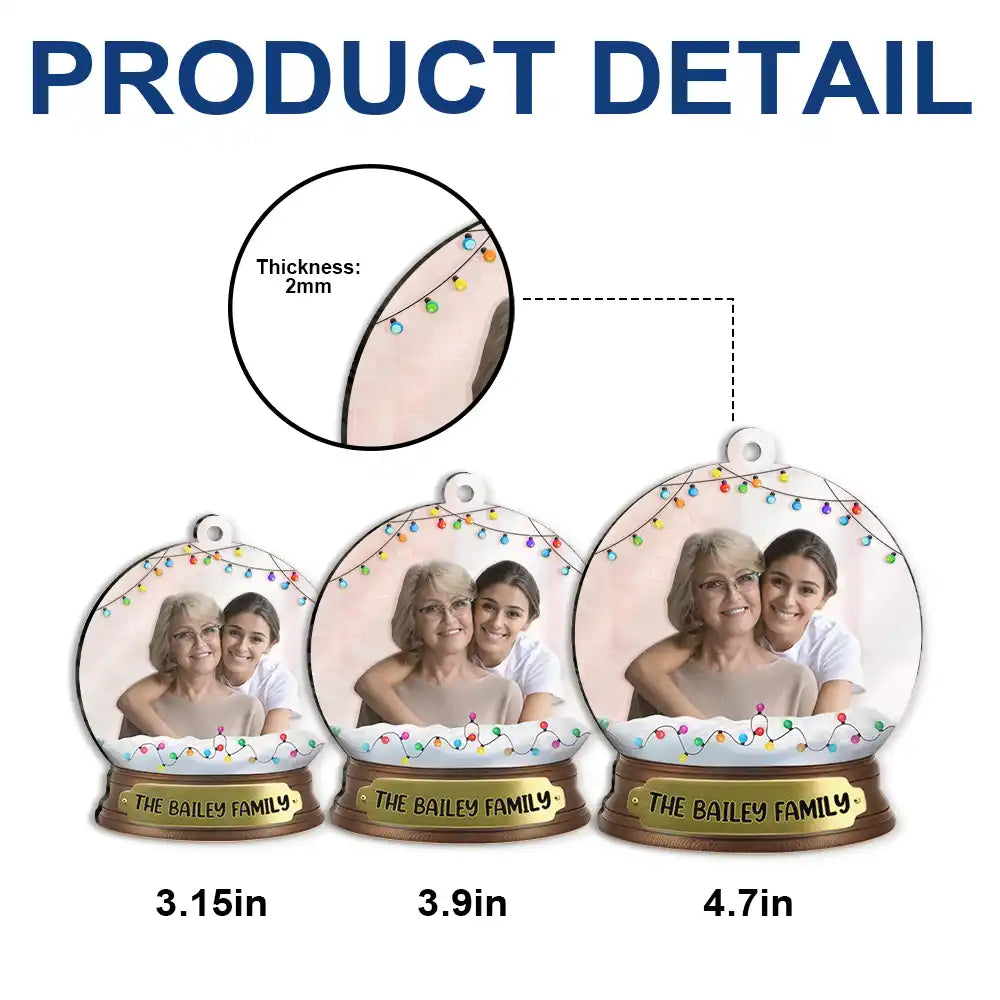 Christmas,Custom Photo,Family,Happy - Custom Photo Family And Friend Snow Globe - Personalized Custom Shaped Mirror Ornament
