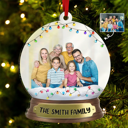 Boule à neige personnalisée avec photo de famille et d'amis - Ornement miroir personnalisé en forme personnalisée 
