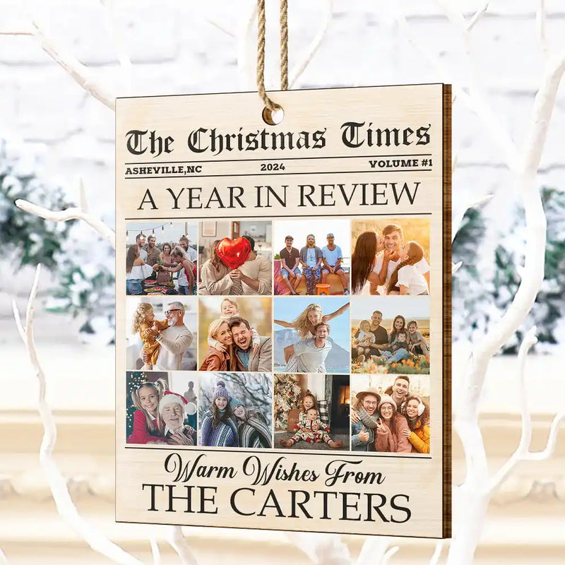 Family, Gift For Bestie - Custom Photo The Christmas Times What A Year For Family And Friends - Personalized Custom Shaped Wooden Ornament