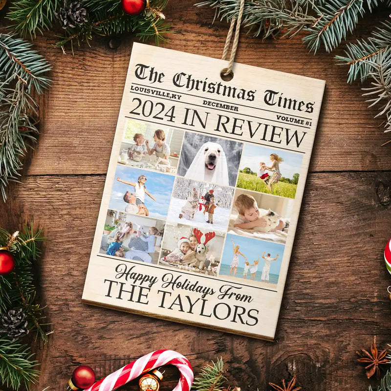 Family, Gift For Bestie - Custom Photo The Christmas Times What A Year For Family And Friends - Personalized Custom Shaped Wooden Ornament