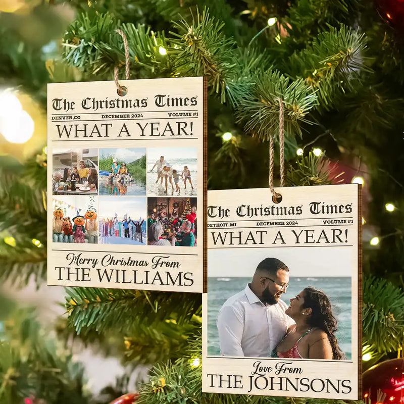 Family, Gift For Bestie - Custom Photo The Christmas Times What A Year For Family And Friends - Personalized Custom Shaped Wooden Ornament
