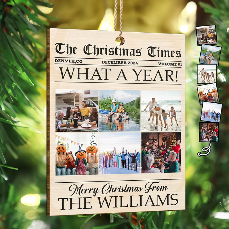 Family, Gift For Bestie - Custom Photo The Christmas Times What A Year For Family And Friends - Personalized Custom Shaped Wooden Ornament