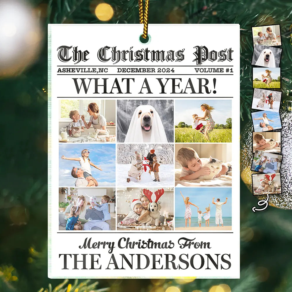 Photo personnalisée Le message de Noël Quelle année pour la famille et les amis - Ornement acrylique personnalisé en forme personnalisée 