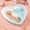 Gift For Couples, Gift For Husband, Gift For Wife, Wedding, Gift For Boyfriend, Gift For Girlfriend - Married Engaged Couple & The Sea Wedding - Personalized Heart Ring Dish
