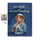 Travel,Gift For Yourself,Gift For Women,Gift For Men - Custom Photo Cartoon Portrait Just A Girl Who Loves Traveling - Personalized Passport Cover, Passport Holder
