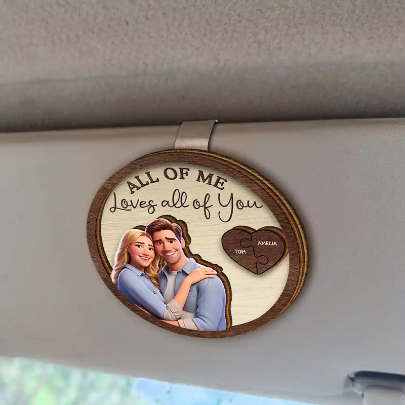 Love,Gift For Couples,Gift For Husband,Gift For Wife,Gift For Girlfriend - Custom Photo Cartoon Portrait Drive Safe I Love You Couple - Personalized Custom Shaped Car Visor Clip