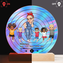 Gift For Grandma,Gift For Mother - Turban Grandma Decorative Vinyl Record With Grandkids - Personalized 3D Led Light Wooden Base
