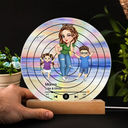 Gift For Grandma,Gift For Mother - Turban Grandma Decorative Vinyl Record With Grandkids - Personalized 3D Led Light Wooden Base