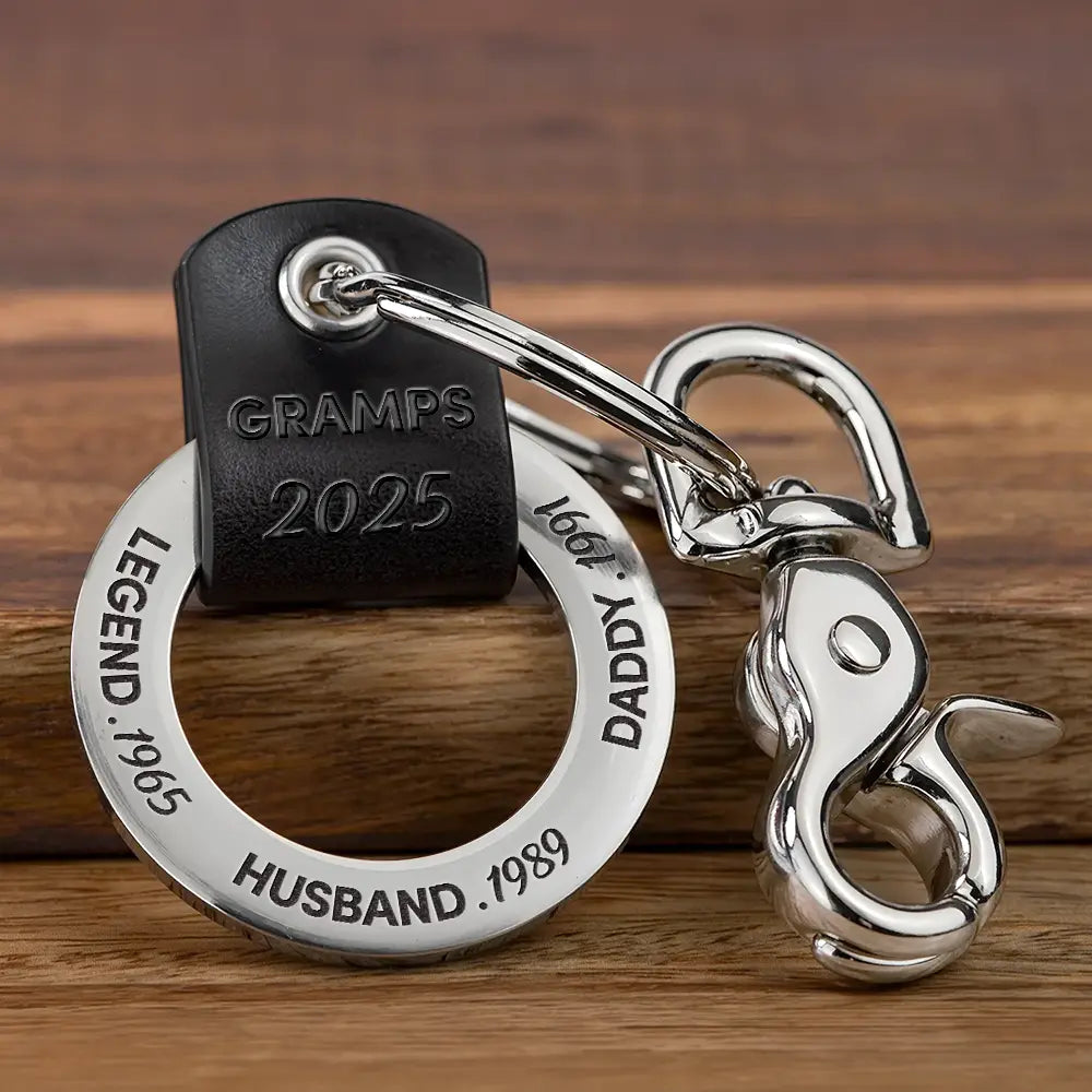 Gift For Grandpa,Gift For Father - Legend Husband Dad Papa I Just Get Better - Personalized Leather Coordinates Keychain