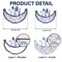 Gift For Bestie,Love - Toile Art Bestie Sitting On The Moon - Personalized Window Hanging Suncatcher Ornament