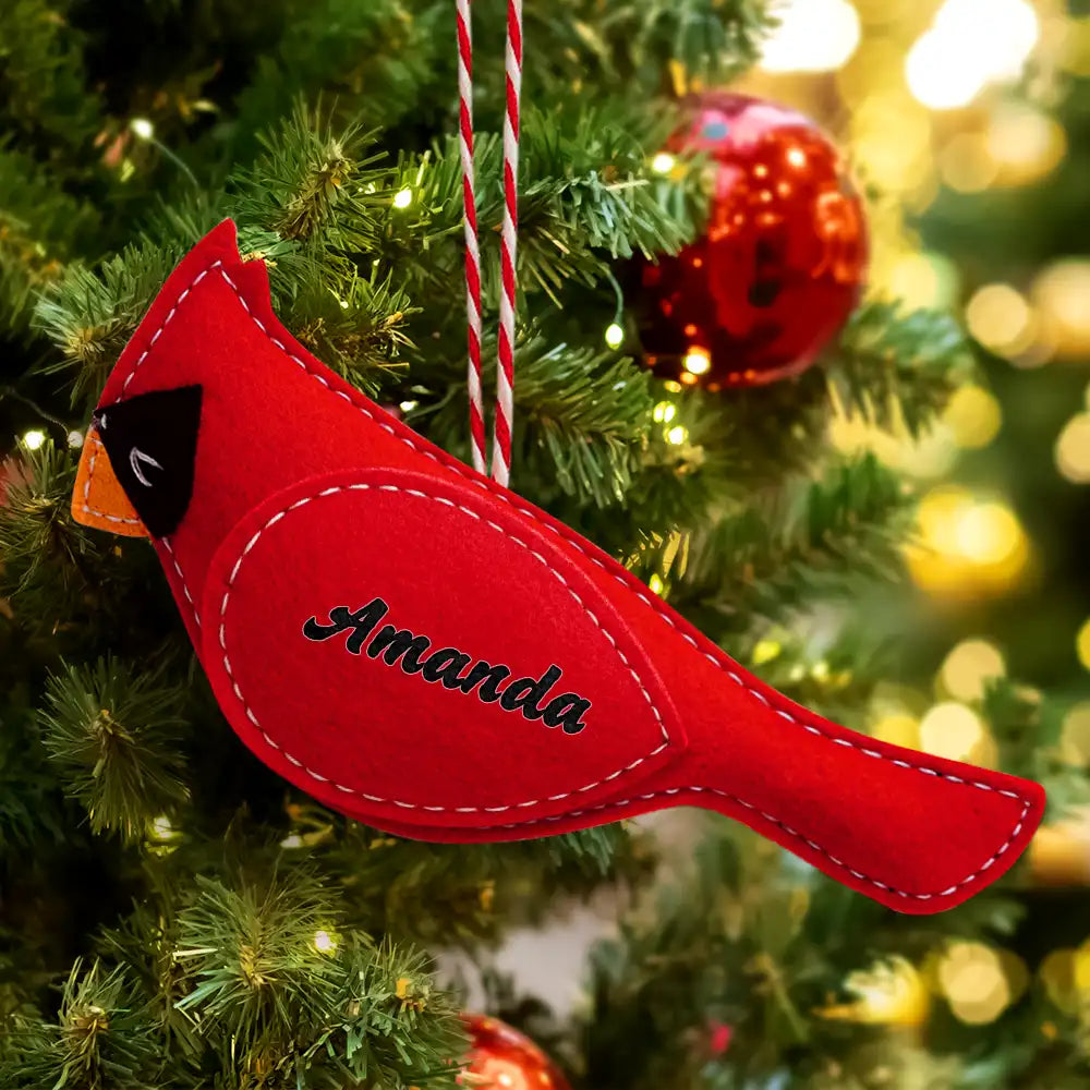 Family,Memorial,Love,Christmas - Memorial Cardinal A Gentle Reminder That We Are Never Far Apart - Personalized Wool Felt Ornament