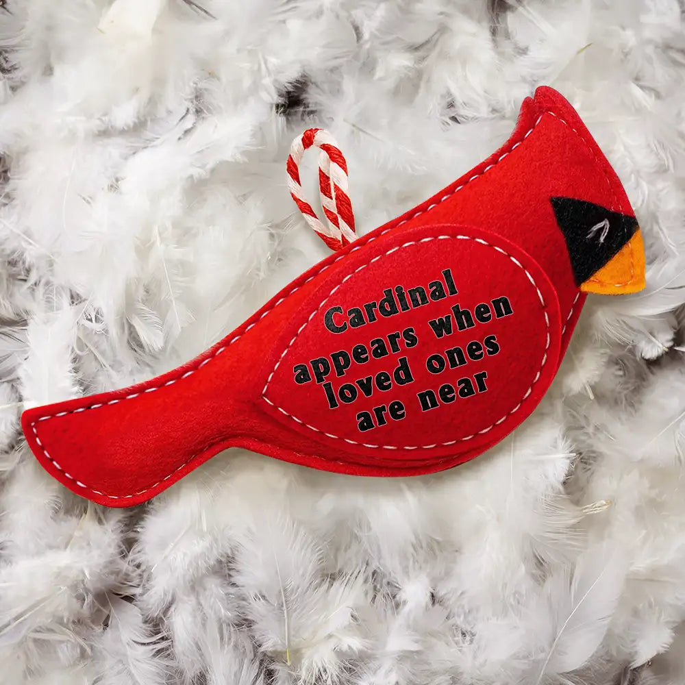Family,Memorial,Love,Christmas - Memorial Cardinal A Gentle Reminder That We Are Never Far Apart - Personalized Wool Felt Ornament