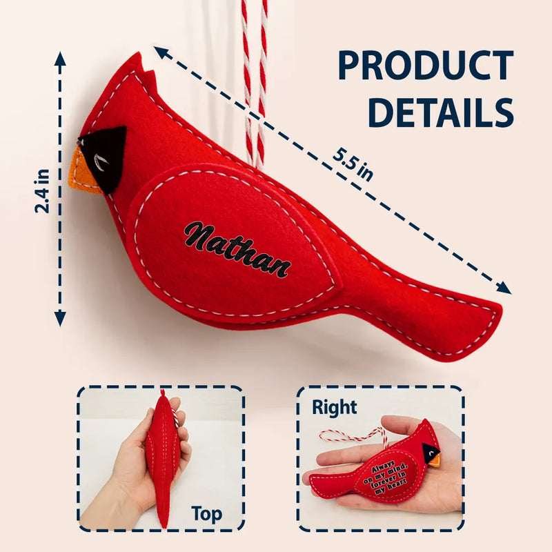 Family,Memorial,Love,Christmas - Memorial Cardinal A Gentle Reminder That We Are Never Far Apart - Personalized Wool Felt Ornament