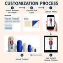 Family,Happy - Custom Photo Cartoon Full Portrait Family Couple Besties - Personalized Portrait Nesting Doll