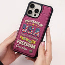 Gift For Yourself,Happy,America 250th,Independence Day - America 250 Years Of Freedom Embroidery Effect Prints - Personalized Leather Flip Wallet Phone Case