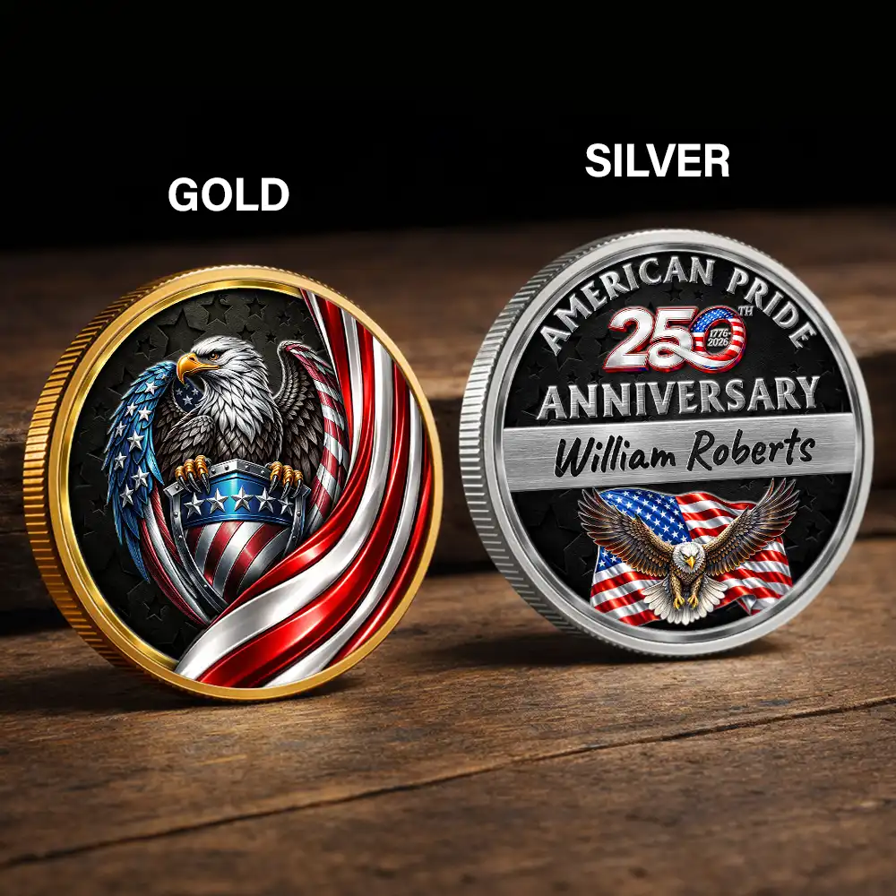 America 250th,Independence Day - America 250th Anniversary US Pride Patriotic Eagle - Personalized Commemorative Keepsake Coin