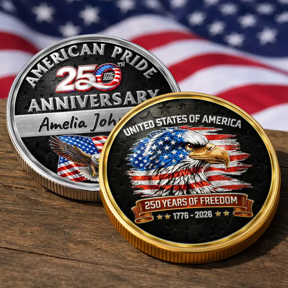 America 250th,Independence Day - America 250th Anniversary US Pride Patriotic Eagle - Personalized Commemorative Keepsake Coin