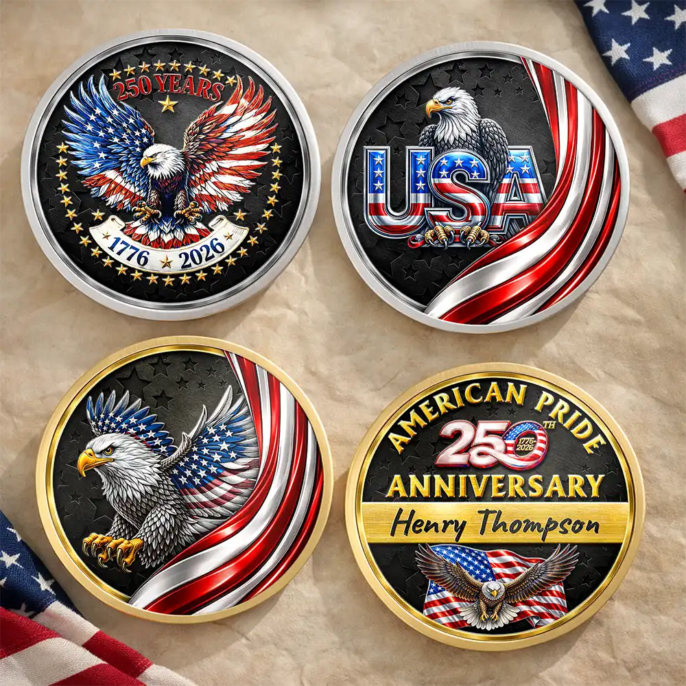 America 250th,Independence Day - America 250th Anniversary US Pride Patriotic Eagle - Personalized Commemorative Keepsake Coin