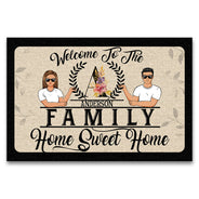 Couple Famille Bienvenue dans notre douce maison - Paillasson personnalisé