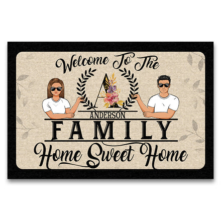 Couple Famille Bienvenue dans notre douce maison - Paillasson personnalisé