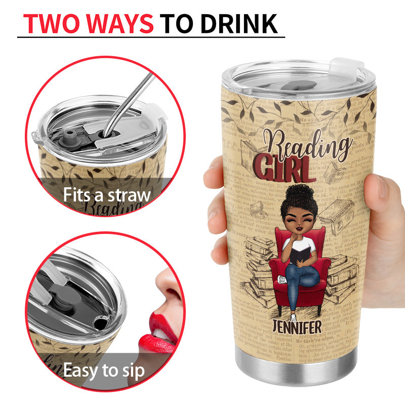 Reading Girl Classy Sassy And A Bit - Gift For Reading Lovers - Personalized Custom Tumbler
