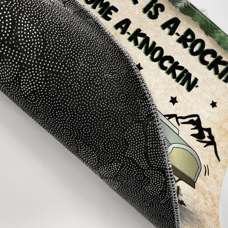 Camping Couple If The Camper Is A Rockin Don't Come Knockin - Personalized Custom Doormat