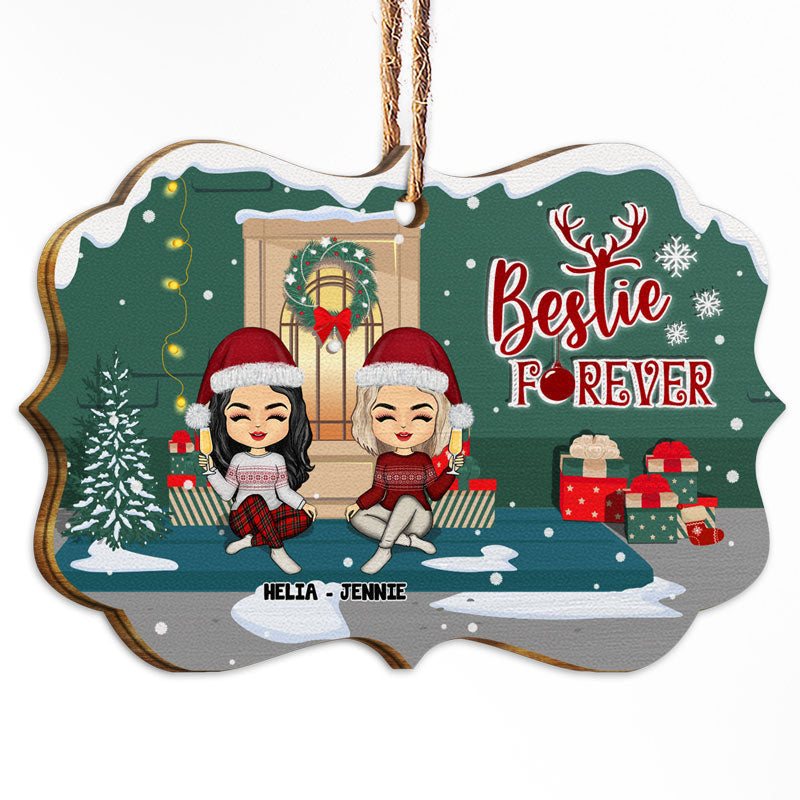 Bestie Christmas Bestie Forever - Cadeau de Noël pour BFF - Décoration en bois personnalisée