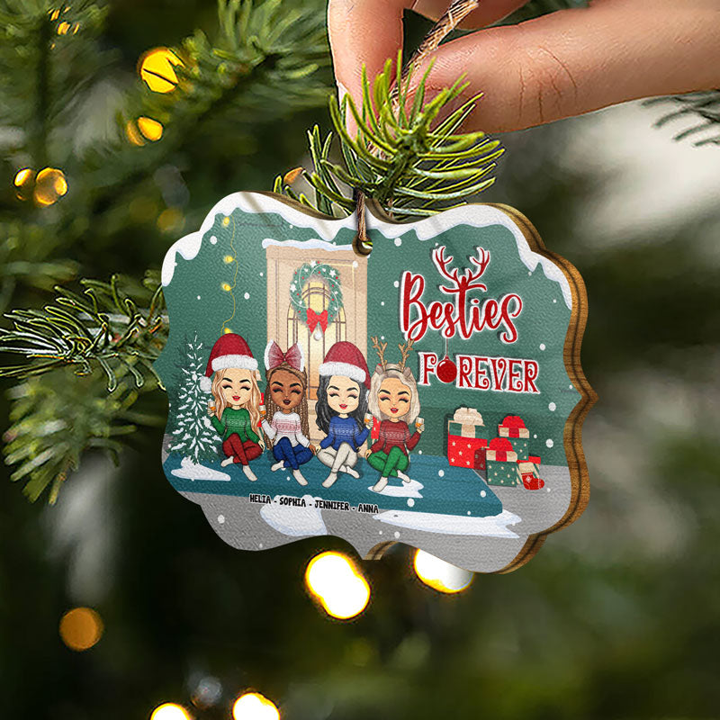 Bestie Christmas Bestie Forever - Cadeau de Noël pour BFF - Décoration en bois personnalisée