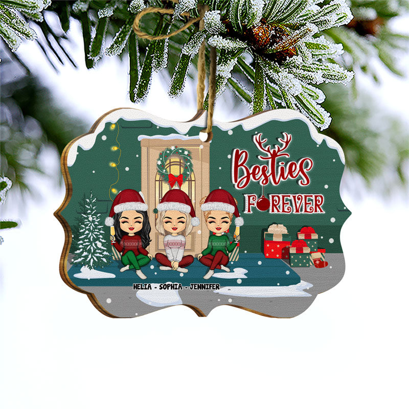 Bestie Christmas Bestie Forever - Cadeau de Noël pour BFF - Décoration en bois personnalisée