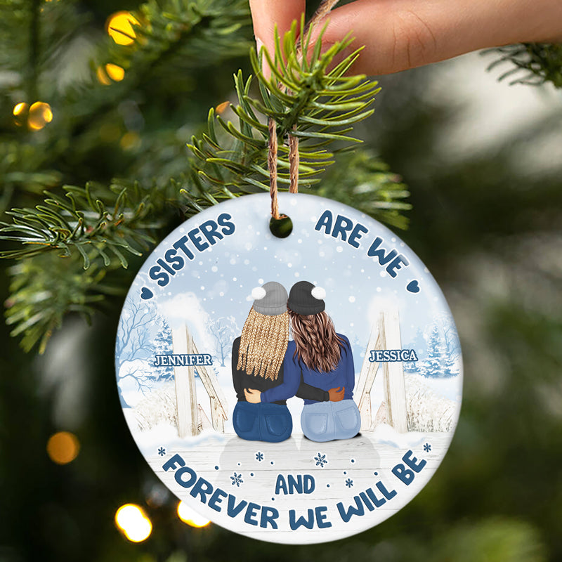 Nous sommes sœurs de Noël - Cadeau pour sœurs - Ornement en céramique personnalisé en forme de cercle