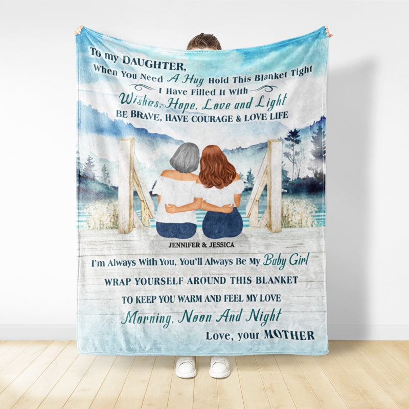 Lake Mother And Daughter Hold This Blanket Tight - Personalized Custom Fleece Blanket