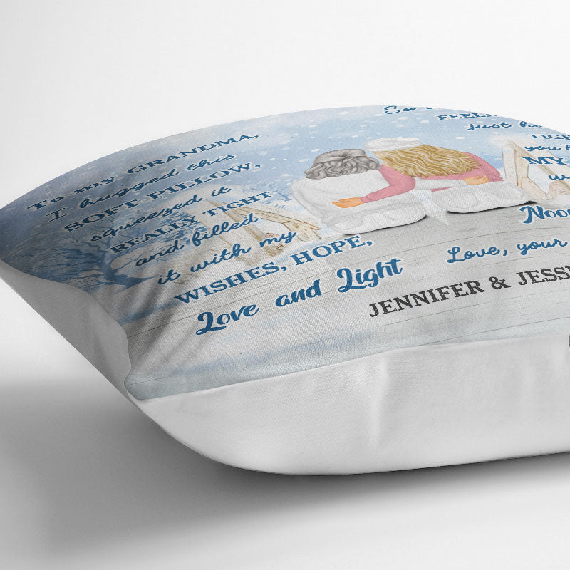 Christmas Grandma And Granddaughter Hugged This Soft Pillow - Personalized Custom Pillow