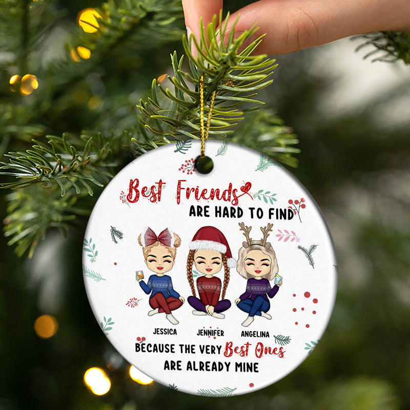 Les meilleurs amis de Noël sont difficiles à trouver - Ornement en céramique personnalisé en forme de cercle