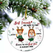 Les meilleurs amis de Noël sont difficiles à trouver - Ornement en céramique personnalisé en forme de cercle