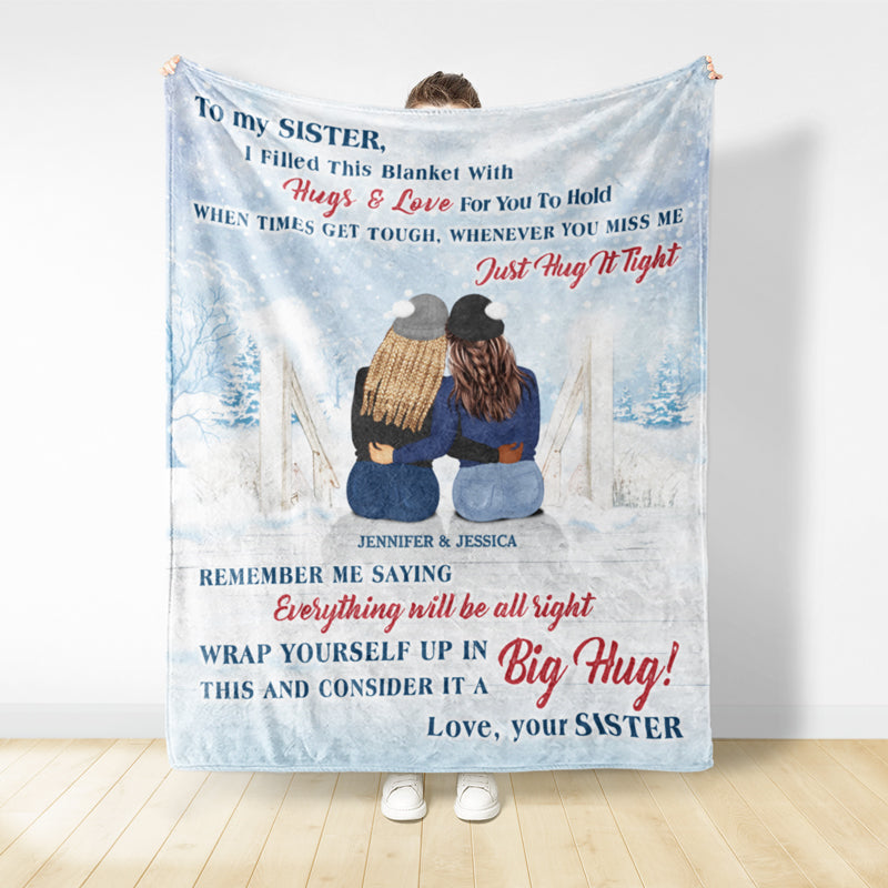 Christmas Filled This Blanket With Hugs And Love - Gift For Sisters - Personalized Custom Fleece Blanket
