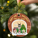 Christmas Pet Lovers Family Just Me, Myself And The Dogs - Personalized Custom Circle Ceramic Ornament