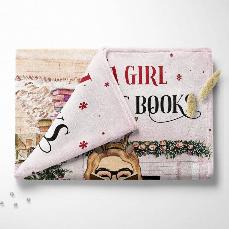 Lecture de Noël : une fille qui aime les livres – Couverture polaire personnalisée