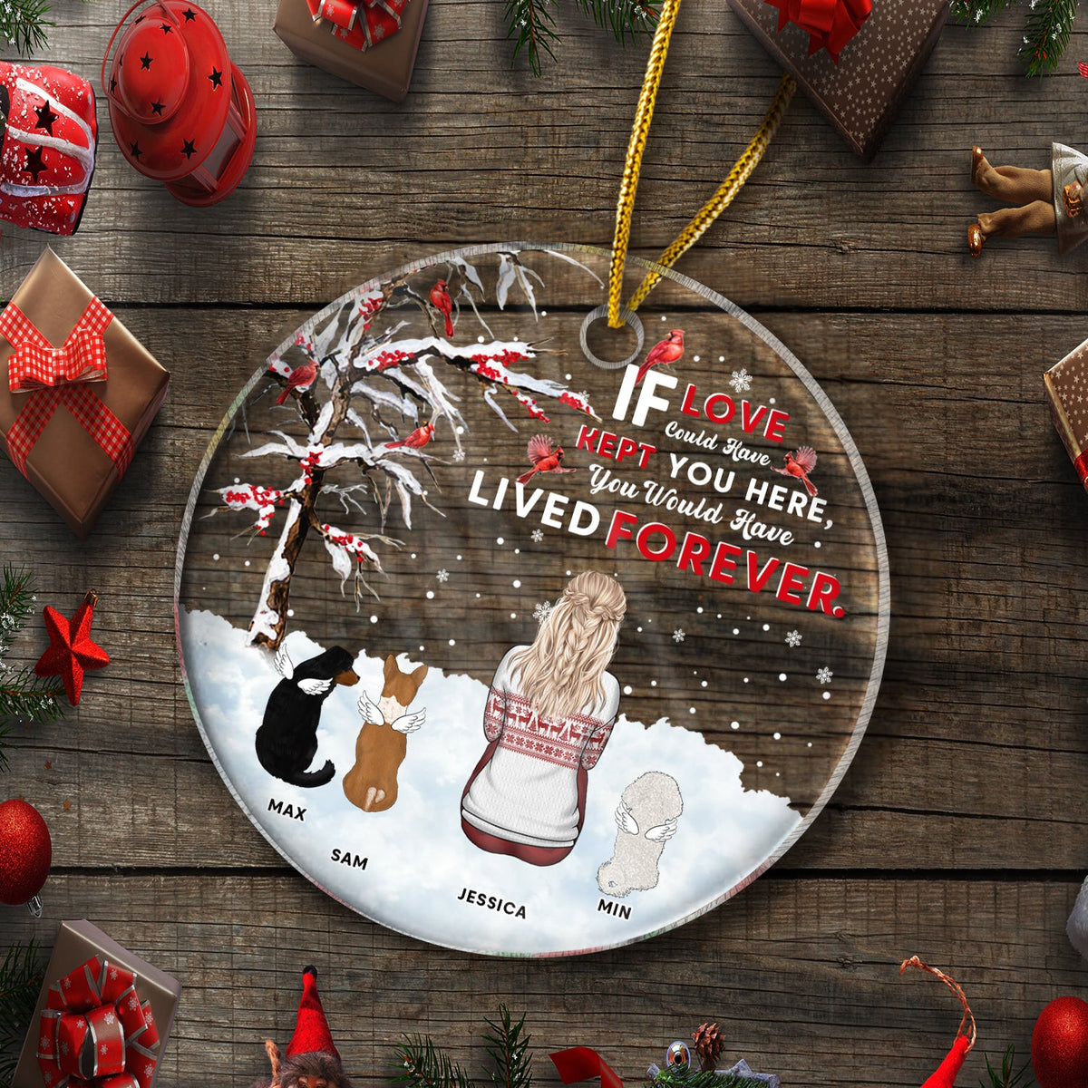 Christmas Dog Memorial If Love Could Have Kept You Here - Personalized Custom Circle Acrylic Ornament