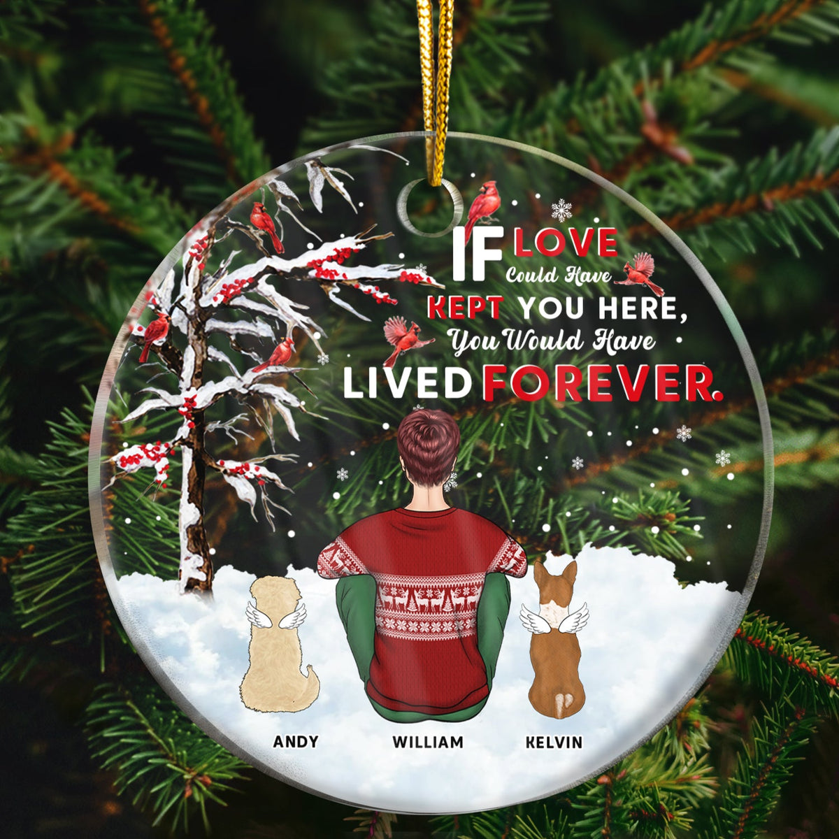 Christmas Dog Memorial If Love Could Have Kept You Here - Personalized Custom Circle Acrylic Ornament