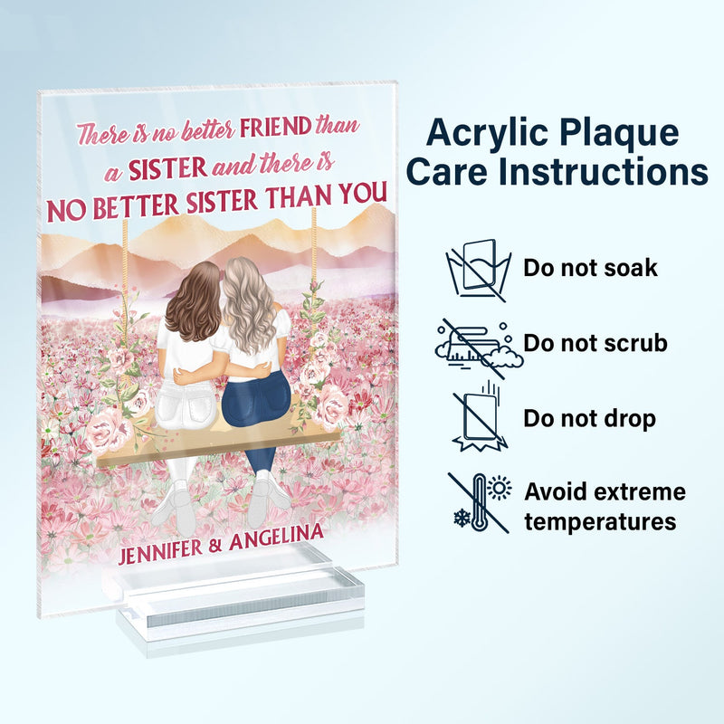 No Better Sister Than You Pink - Gift For Sisters - Personalized Custom Vertical Rectangle Acrylic Plaque