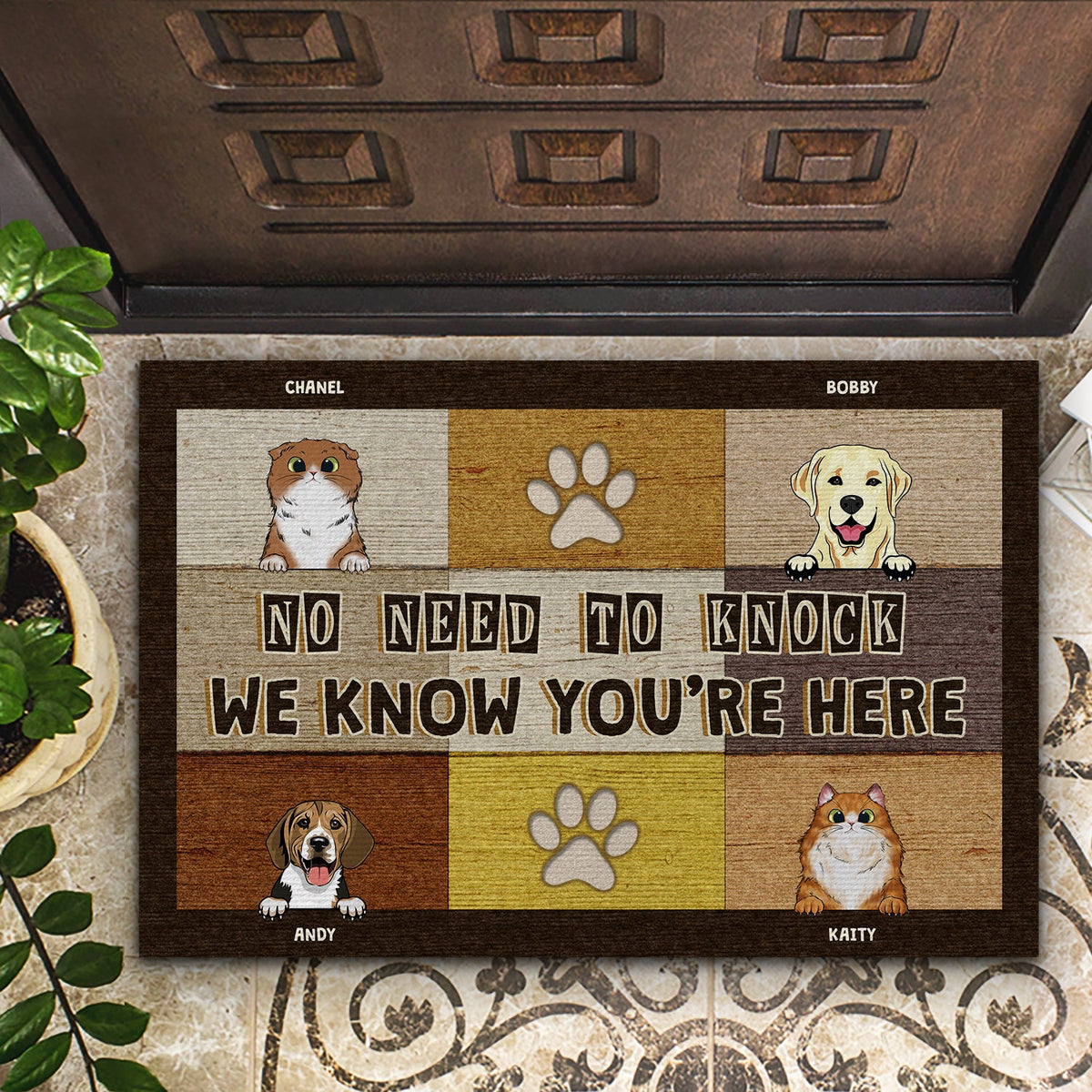 Pet Lovers No Need To Knock We Know You're Here - Personalized Custom Doormat
