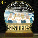 Sisters Forever Never Apart - Gift For Sisters And Best Friends - Personalized Custom 3D Led Light Wooden Base
