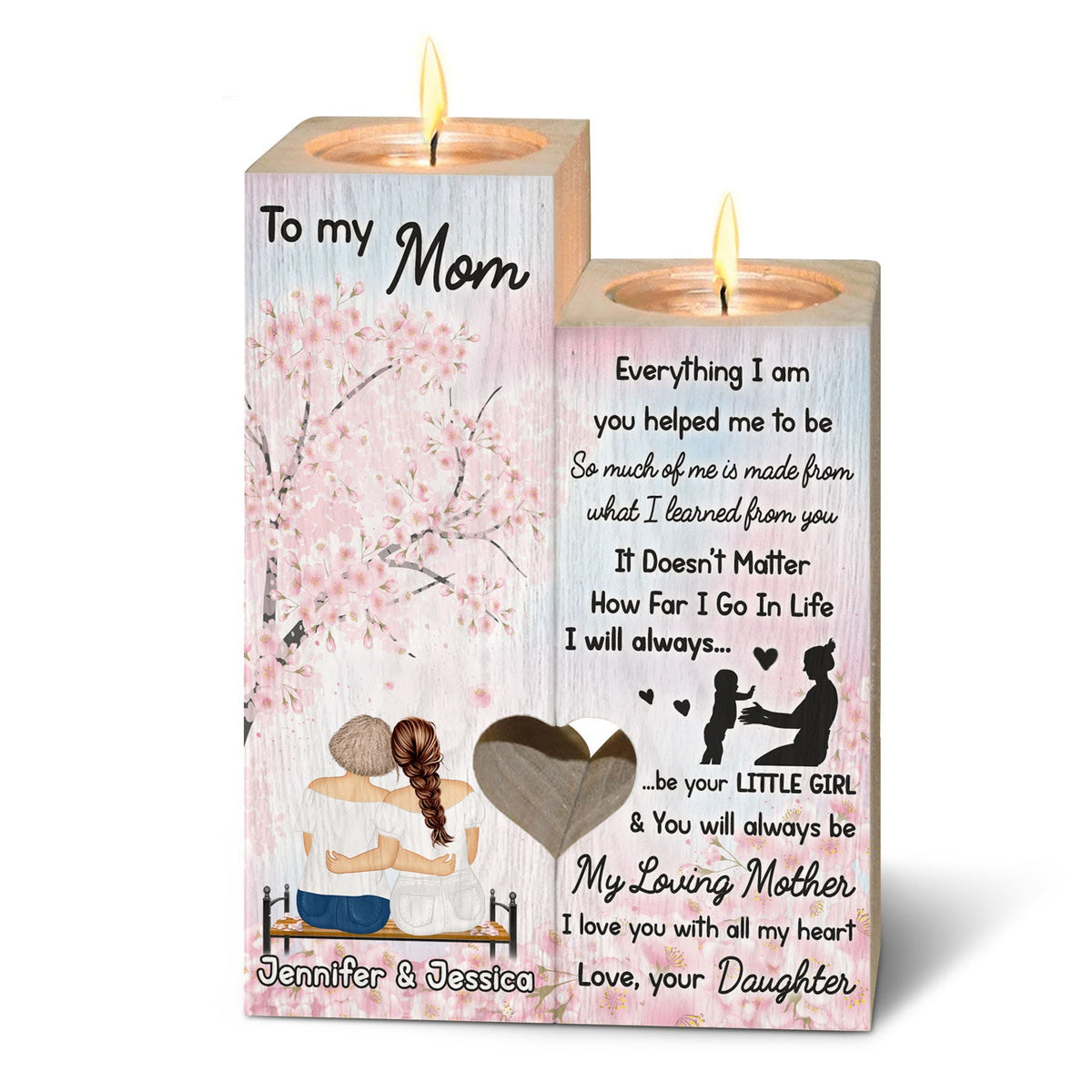 Je serai toujours ta petite fille - Cadeau pour maman - Bougeoir personnalisé
