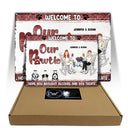 Bienvenue chez Pawtio - Décoration de patio pour maman chien et papa chien - Panneaux métalliques classiques personnalisés