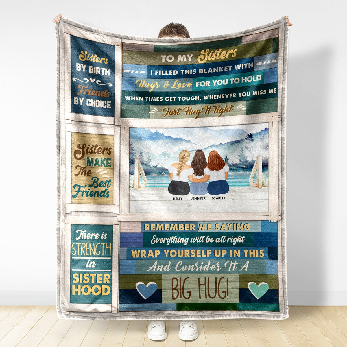 Remplie cette couverture de câlins et d'amour - Cadeau pour sœurs - Couverture polaire personnalisée