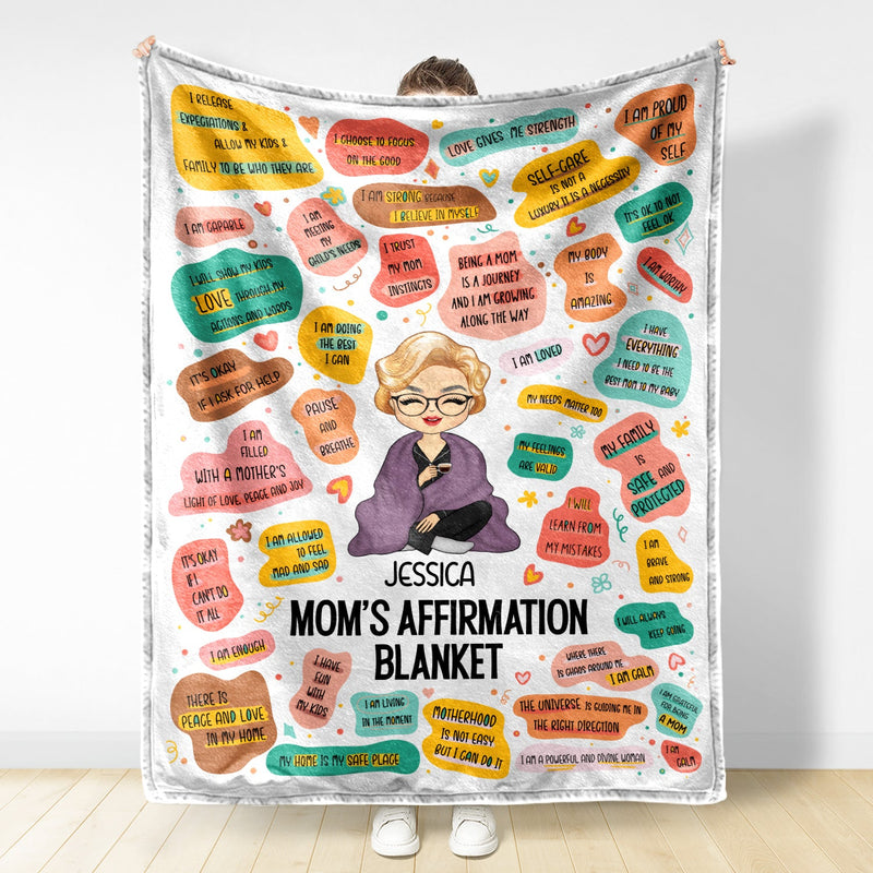 Mom's Affirmation Blanket - Gift For Mother - Personalized Custom Fleece Blanket