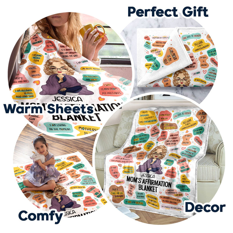 Mom's Affirmation Blanket - Gift For Mother - Personalized Custom Fleece Blanket