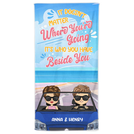 Peu importe où se trouve la plage - Cadeau pour couples - Serviette de plage personnalisée