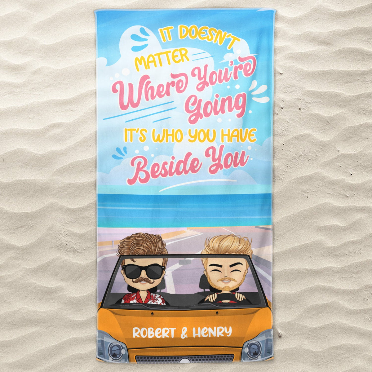 Peu importe où se trouve la plage - Cadeau pour couples - Serviette de plage personnalisée